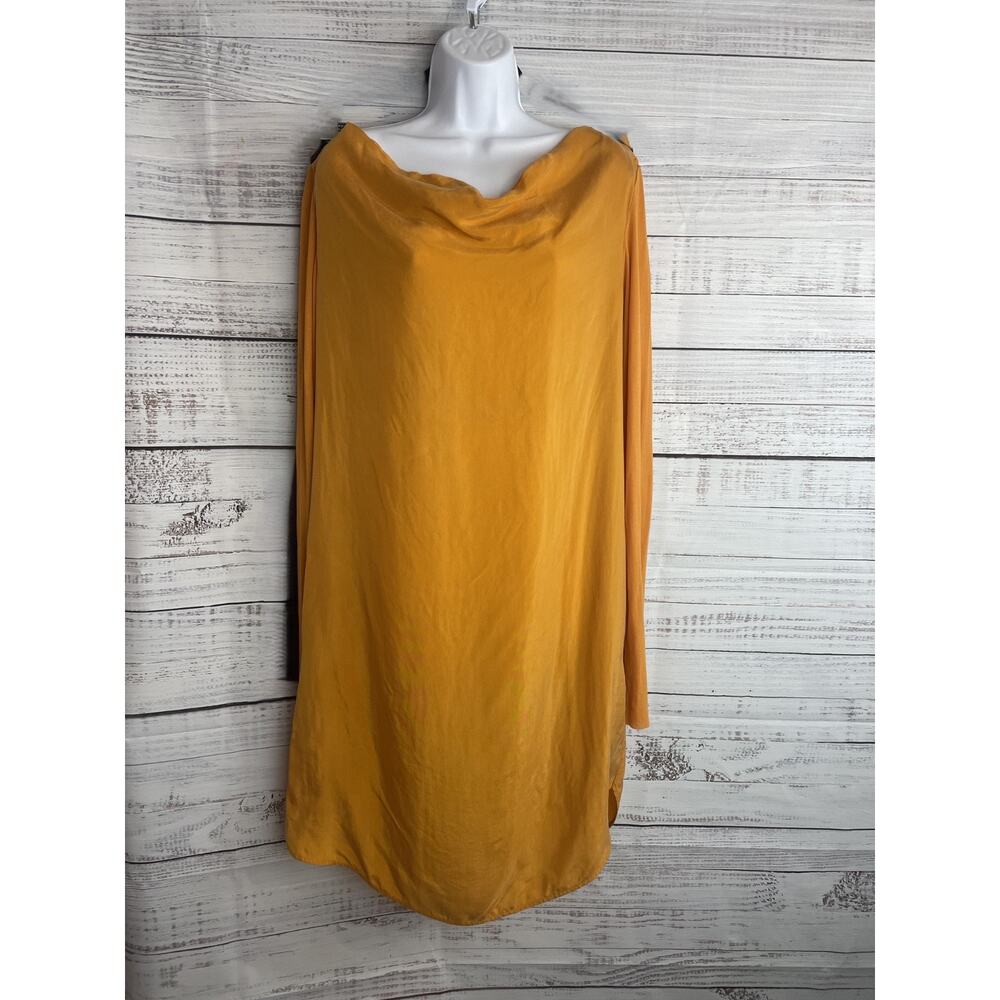 COS Cowl Neck Long Sleeve Womens Sz 12 Dress Mustard Yellow